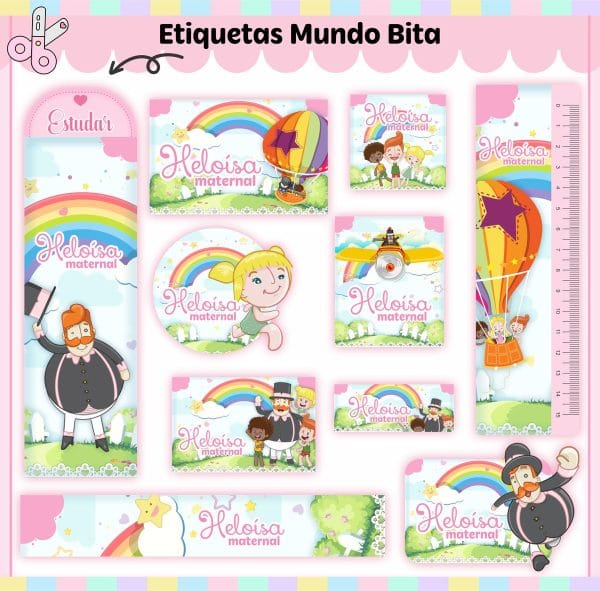 Etiqueta Escolar Tema Mundo Bita Menina - Arquivo Digital