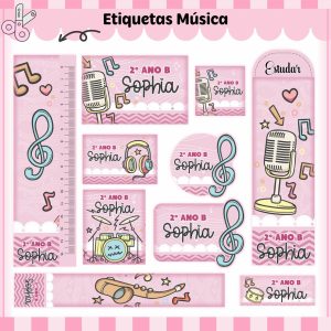 Etiqueta Escolar Tema Música Menina - Arquivo Digital