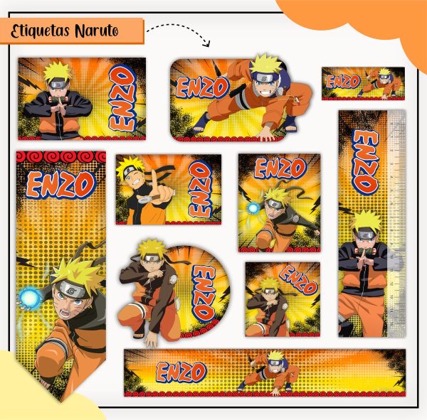 Etiqueta Escolar Tema Naruto - Arquivo Digital