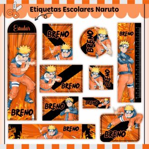 Etiqueta Escolar Tema Naruto V2 - Arquivo Digital