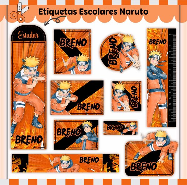 Etiqueta Escolar Tema Naruto V2 - Arquivo Digital