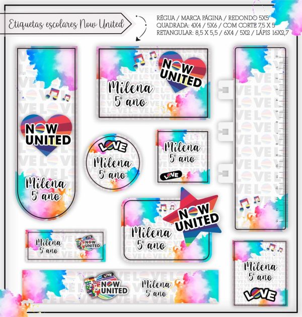 Etiqueta Escolar Tema Now United - Arquivo Digital