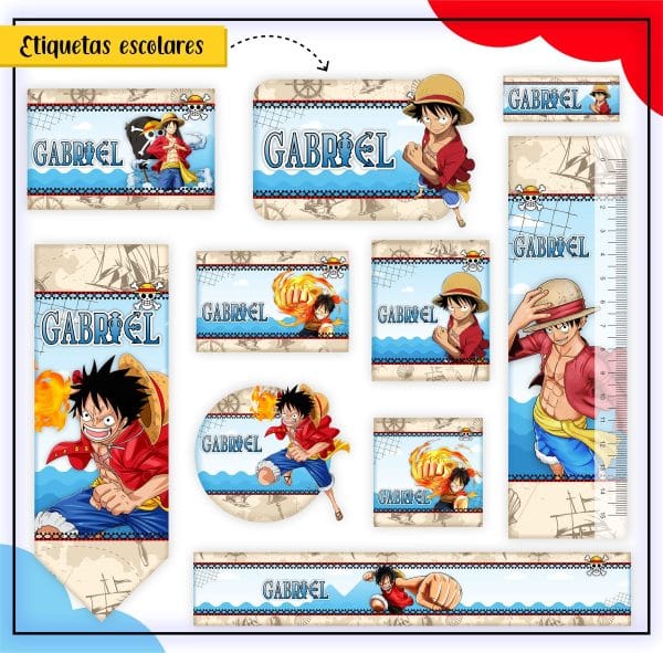 Etiqueta Escolar Tema One Piece - Arquivo Digital