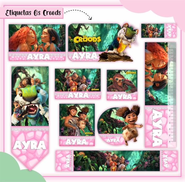 Etiqueta Escolar Tema Os Croods - Arquivo Digital