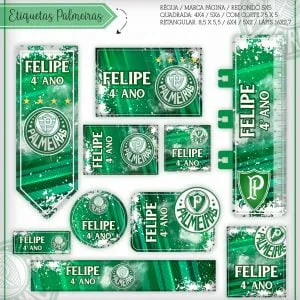 Etiqueta Escolar Tema Palmeiras - Arquivo Digital