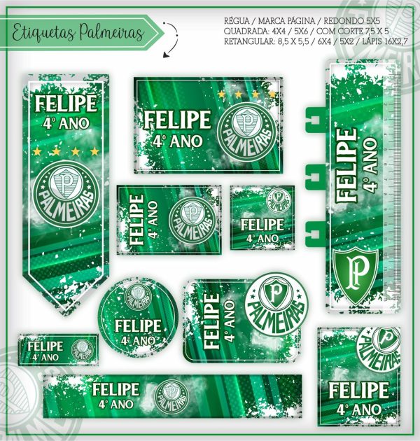 Etiqueta Escolar Tema Palmeiras - Arquivo Digital