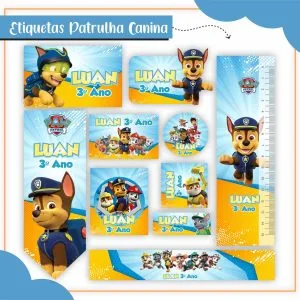 Etiqueta Escolar Tema Patrulha Canina - Arquivo Digital 20 Etiqueta Escolar Tema Patrulha Canina - Arquivo Digital