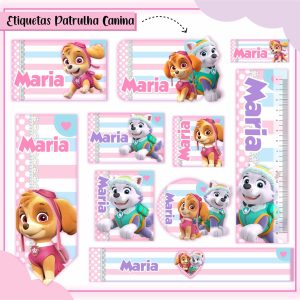 Etiqueta Escolar Tema Patrulha Canina Menina Arquivo Digital
