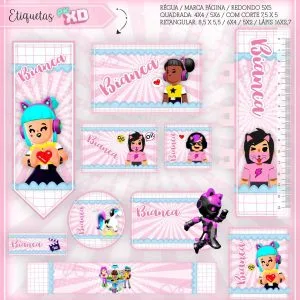 Etiqueta Escolar Tema PK XD Menina - Arquivo Digital 26 Etiqueta Escolar Tema PK XD Menina - Arquivo Digital
