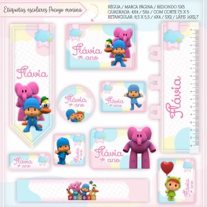 Etiqueta Escolar Tema Pocoyo Menina - Arquivo Digital