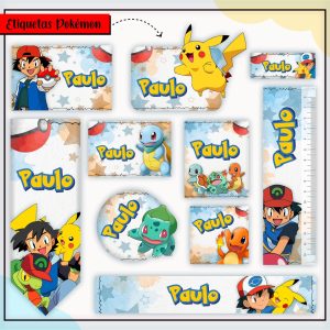 Etiqueta Escolar Tema Pokémon - Arquivo Digital