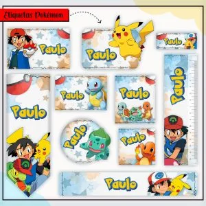 Etiqueta Escolar Tema Pokémon - Arquivo Digital