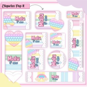 Etiqueta Escolar Tema Pop It Menina - Arquivo Digital