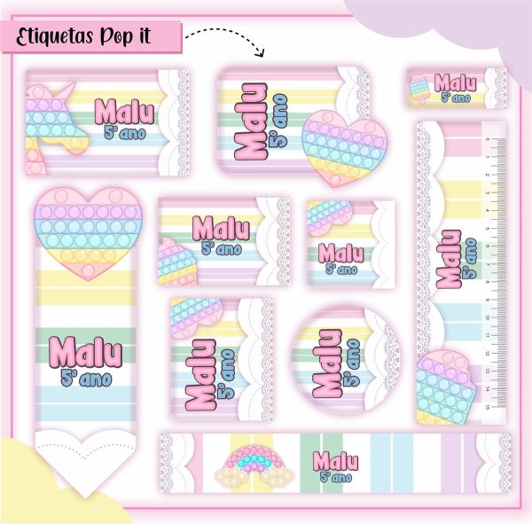 Etiqueta Escolar Tema Pop It Menina - Arquivo Digital