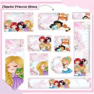 Etiqueta Escolar Tema Princesa Cute - Arquivo Digital