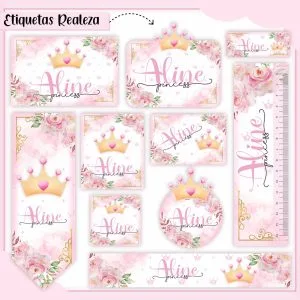 Etiqueta Escolar Tema Realeza - Arquivo Digital