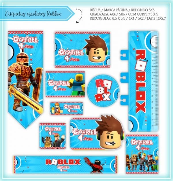 Etiqueta Escolar Tema Roblox - Arquivo Digital