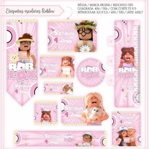 Etiqueta Escolar Tema Roblox Menina - Arquivo Digital