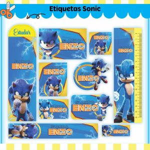 Etiqueta Escolar Tema Sonic V2 - Arquivo Digital