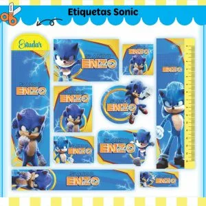 Etiqueta Escolar Tema Sonic V2 - Arquivo Digital 4 Etiqueta Escolar Tema Sonic V2 - Arquivo Digital