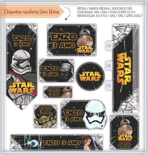Etiqueta Escolar Tema Stars Wars - Arquivo Digital