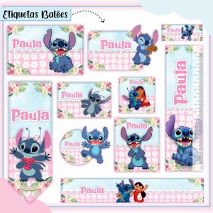 Etiqueta Escolar Tema Stitch - Arquivo Digital