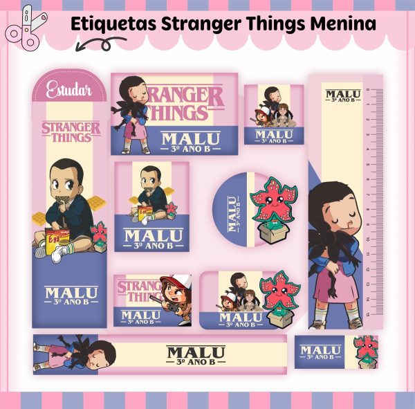 Etiqueta Escolar Tema Stranger Things - Arquivo Digital