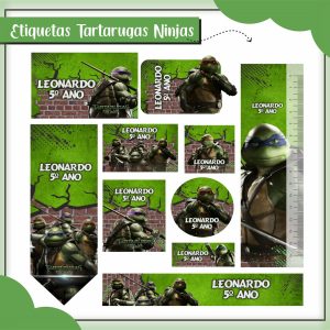 Etiqueta Escolar Tema Tartarugas Ninja - Arquivo Digital
