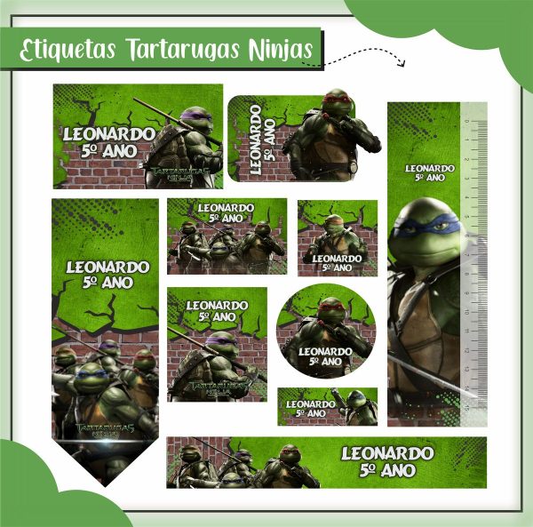 Etiqueta Escolar Tema Tartarugas Ninja - Arquivo Digital