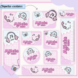 Etiqueta Escolar Tema Teen Menina - Arquivo Digital