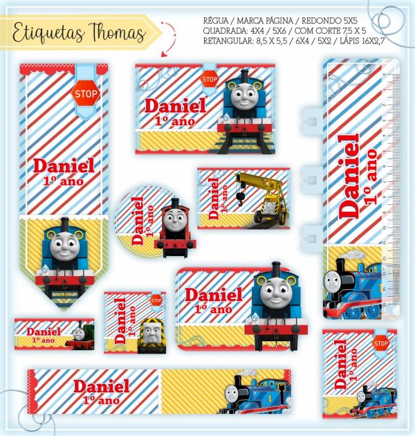 Etiqueta Escolar Tema Thomas e seus Amigos - Arquivo Digital