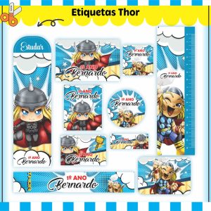 Etiqueta Escolar Tema Thor - Arquivo Digital