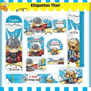 Etiqueta Escolar Tema Thor - Arquivo Digital