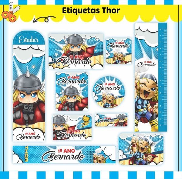 Etiqueta Escolar Tema Thor - Arquivo Digital