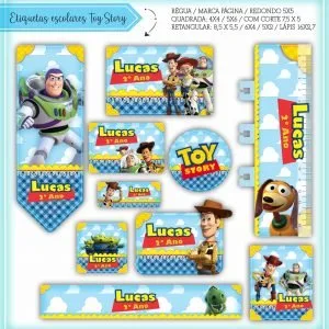 Etiqueta Escolar Tema Toy Story - Arquivo Digital