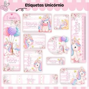 Etiqueta Escolar Tema Unicórnio V3 - Arquivo Digital 8 Etiqueta Escolar Tema Unicórnio V3 - Arquivo Digital