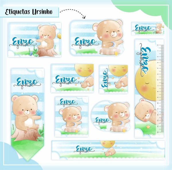 Etiqueta Escolar Tema Ursinho - Arquivo Digital