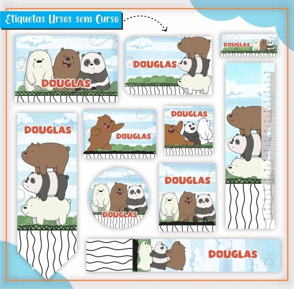 Etiqueta Escolar Tema Urso Sem Curso - Arquivo Digital