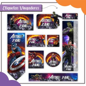 Etiqueta Escolar Tema Vingadores - Arquivo Digital