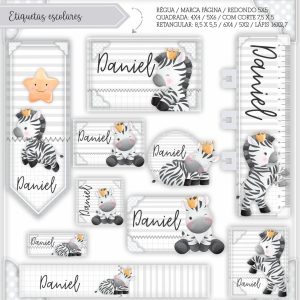 Etiqueta Escolar Tema Zebra - Arquivo Digital