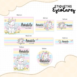 etiqueta escolar unicornio fofinho arquivo digital