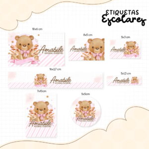 Etiqueta escolar ursinho arquivo digital personalizável 9 etiqueta escolar ursinha arquivo digital