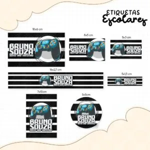 Etiqueta Escolar Video Game - Arquivo Digital 21 Etiqueta Escolar Video Game - Arquivo Digital