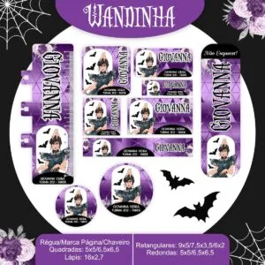 Etiqueta Escolar Wandinha Addams - Arquivo Digital