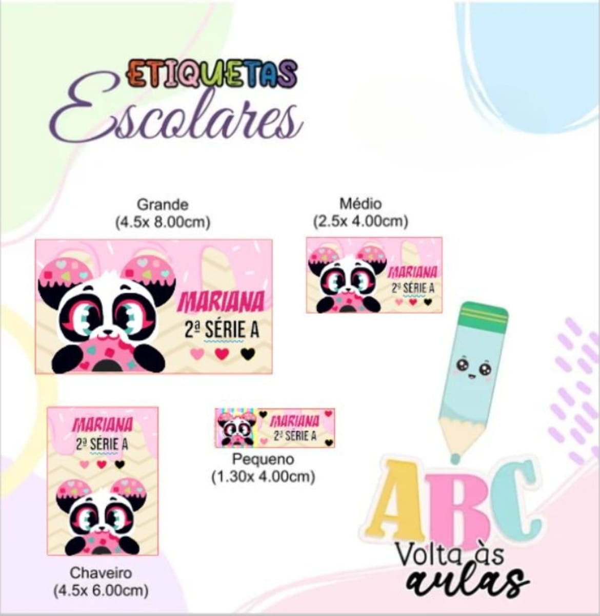 Etiquetas Escolares Panda em PNG para Personalizar 1 Arquivo De Corte Etiqueta Escolar Panda