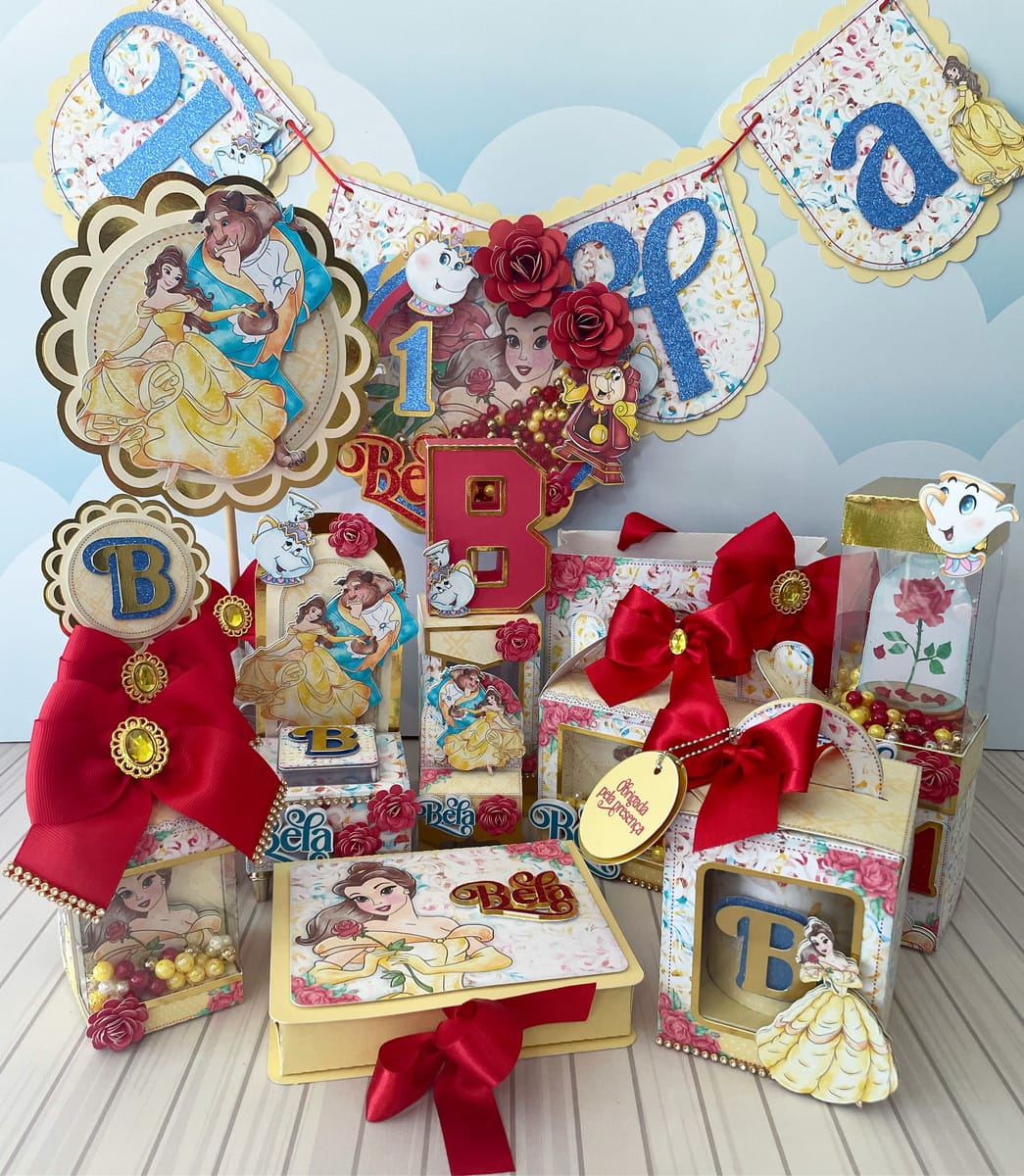Kit digital festa Bela e a Fera luxo para imprimir e montar 1 Kit digital festa Bela e a Fera luxo para imprimir e montar