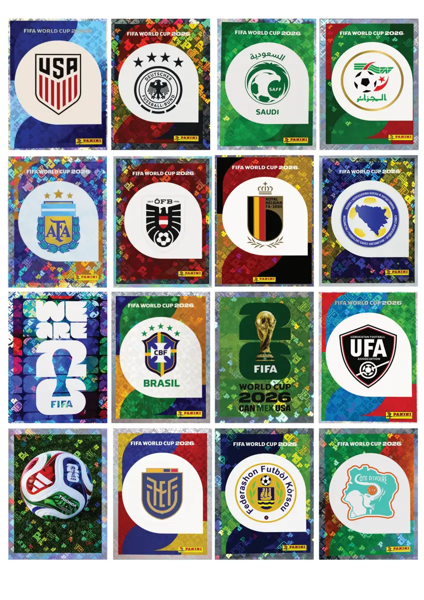 Figurinhas Copa 2026 Holográficas Escudos + FWC em PDF 2 Figurinhas Copa 2026 Holográficas Escudos + FWC em PDF