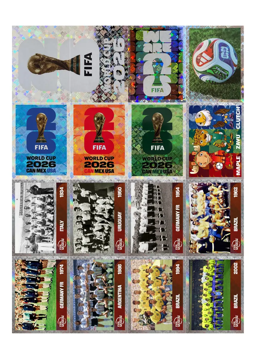 Figurinhas Copa 2026 Holográficas Escudos + FWC em PDF 5 Figurinhas Copa 2026 Holográficas Escudos + FWC em PDF