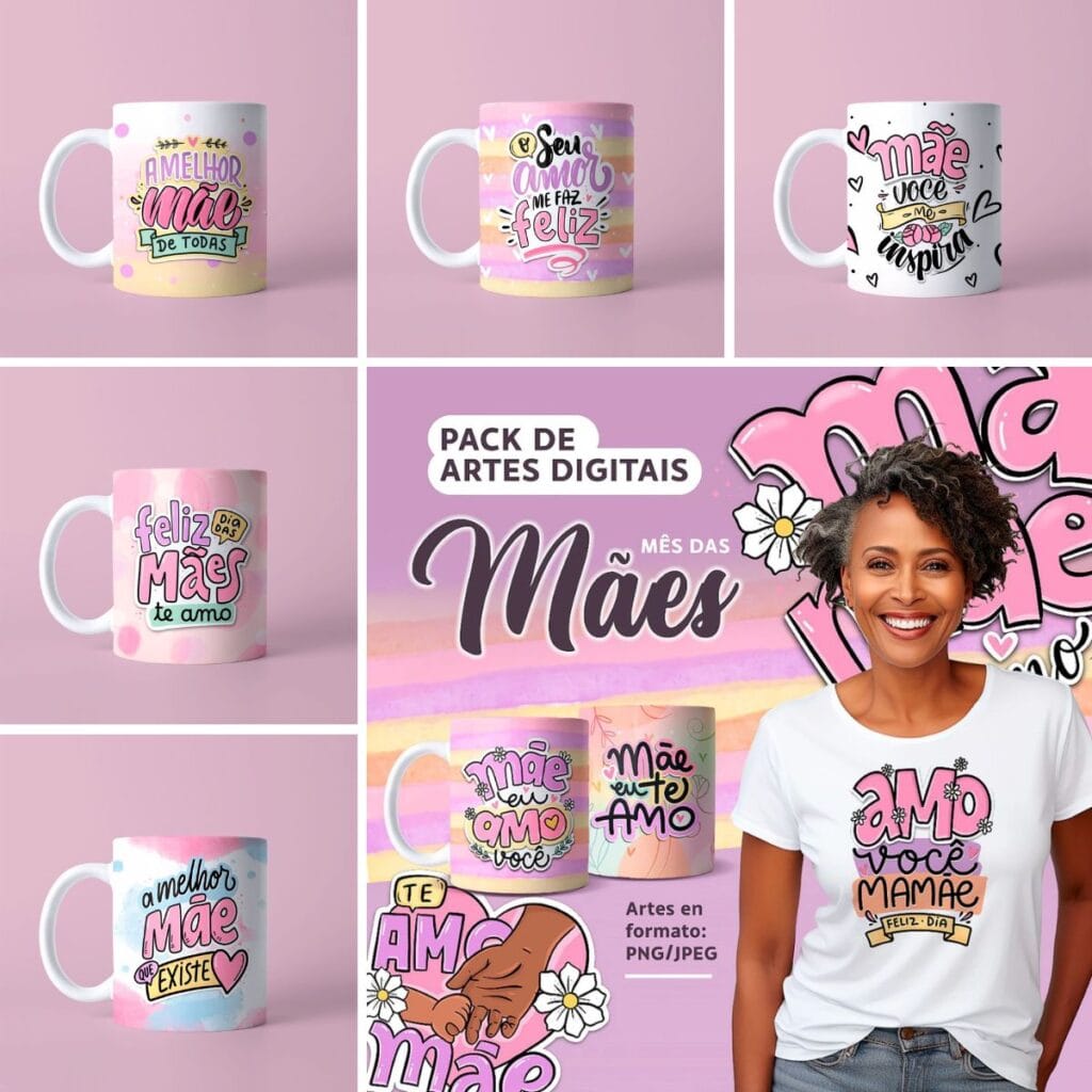 Frases e Artes para Caneca Dia das Mães 2024 Pack - Ello Criativo