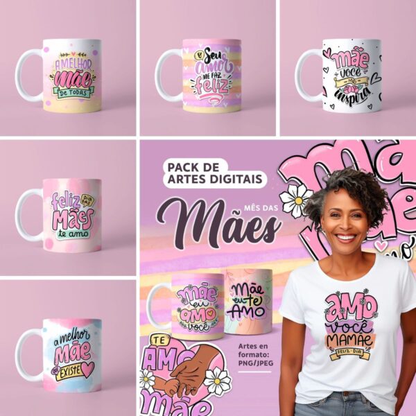 Frases e Artes para Caneca Dia das Mães 2024 Pack